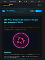 UNI Price Drops 10.6% as Bears Target Key Support at $7.50 - Blockchain.News