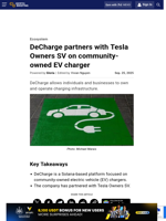 DeCharge partners with Tesla Owners SV on community-owned EV charger
