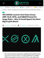 ISO 20022 Launch Just Days Away:  XRP, XLM, IOTA, and HBAR Poised for Huge Rally— Why It Could Spark the Next Big Crypto Boom
