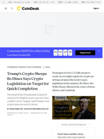 Trump's Crypto Sherpa Bo Hines Says Crypto Legislation on Target for Quick Completion