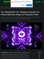 New Blockchain TAC Mainnet Launches To Bring Ethereum dApps in Telegram Chats