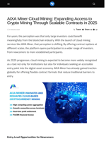 AIXA Miner Cloud Mining: Expanding Access to Crypto Mining Through Scalable Contracts in 2025 - Visionary Financial