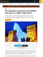 US Congresswoman: No Difference Between CBDCs and Regulated Stablecoins