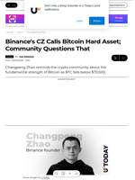 Binance's CZ Calls Bitcoin Hard Asset; Community Questions That - U.Today