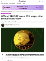 Official TRUMP sees a 25% surge, other meme coins follow - Coinfea