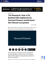 10x Research: How a FIL Backed USD stablecoin by Secured Finance would boost the Filecoin ecosystem