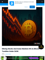 Mining Stocks And Asian Markets Hit As Bitcoin Tumbles Under $65K | Bitcoinist.com