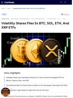 Volatility Shares Files 5x BTC, SOL, ETH, And XRP ETFs