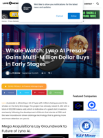 Whale Watch: Lyno AI Presale Gains Multi-Million Dollar Buys in Early Stages | Live Bitcoin News