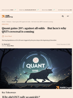 Quant gains 20% against all odds - But here's why QNT's reversal is coming - AMBCrypto