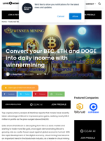 Convert your BTC, ETH and DOGE into daily income with winnermining | Live Bitcoin News
