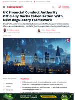 UK Financial Conduct Authority Officially Backs Tokenization With New Regulatory Framework - Coinspeaker
