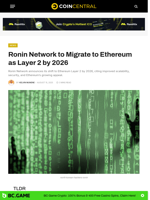 Ronin Network to Migrate to Ethereum as Layer 2 by 2026