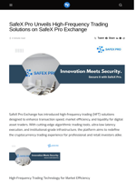 SafeX Pro Unveils High-Frequency Trading Solutions on SafeX Pro Exchange - Visionary Financial