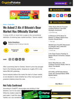 We Asked 2 AIs if Bitcoin's Bear Market Has Officially Started