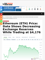 Ethereum (ETH) Price: Data Shows Decreasing Exchange Reserves While Trading at $4,176 - The Crypto News Wire