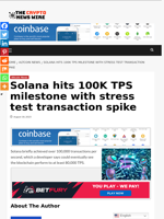 Solana hits 100K TPS milestone with stress test transaction spike - The Crypto News Wire