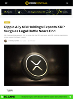 Ripple Ally SBI Holdings Expects XRP Surge as Legal Battle Nears End - CoinCentral