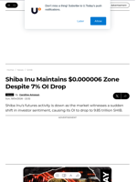 Shiba Inu Maintains $0.000006 Zone Despite 7% OI Drop - U.Today