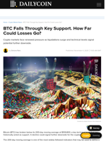BTC Falls Through Key Support. How Far Could Losses Go? - DailyCoin