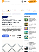 Former Monero Developer's Viral XRP Post Ignites Crypto Culture War – Featured Bitcoin News