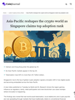 Asia-Pacific reshapes the crypto world as Singapore claims top adoption rank - CoinJournal