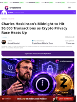 Hoskinson’s Midnight to Hit 50,000 Tx as Crypto Privacy Heats Up