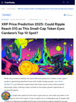 XRP Price Prediction 2025: Could Ripple Reach $10 as This Small-Cap Token Eyes Cardano's Top 10 Spot?