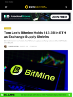 Tom Lee’s Bitmine Holds $13.3B in ETH as Exchange Supply Shrinks - CoinCentral