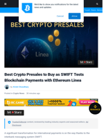 Best Crypto Presales to Buy as SWIFT Tests Blockchain Payments with Ethereum Linea