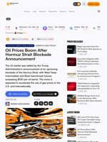 Oil Prices Boom After Hormuz Strait Blockade Announcement – Markets and Prices Bitcoin News