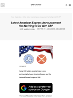 Latest American Express Announcement Has Nothing to Do With XRP