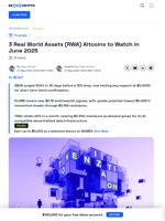 3 RWA Altcoins to Watch In June 2025