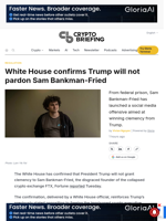 White House confirms Trump will not pardon Sam Bankman-Fried