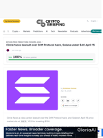 Circle faces lawsuit over Drift Protocol hack, Solana under $40 April 15