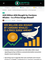 420 Million ADA Bought by Cardano Whales – Is a Price Surge Ahead?