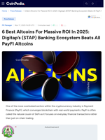 6 Best Altcoins For Massive ROI In 2025: Digitap's ($TAP) Banking Ecosystem Beats All PayFI Altcoins