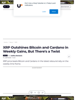 XRP Outshines Bitcoin and Cardano in Weekly Gains, But There's a Twist - U.Today
