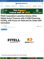 Fitell Corporation Launches Solana (SOL) Digital Asset Treasury with $100M Financing Facility, with Focus on Yield and On-Chain DeFi Innovation - TheNewsCrypto