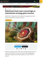 Robinhood Stock Soars Amid Crypto and Tokenization Push