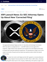 XRP Lawsuit News: Ex-SEC Attorney Opens Up About New ‘Corrected Filing’