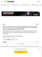 Bitcoin price analysis: BTC could have further room to fall, based on derivatives positioning