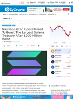 Nasdaq-Listed Upexi Poised To Boast The Largest Solana Treasury After $200 Million Raise ⋆ ZyCrypto