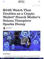 $24K Watch That Doubles as a Crypto Wallet? Franck Muller’s Solana Timepiece Sparks Frenzy