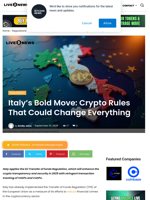 Italy’s Bold Move: Crypto Rules That Could Change Everything | Live Bitcoin News