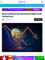 Bitcoin Falls Below $117,000 Amid $3.5 Billion Profit-Taking Frenzy