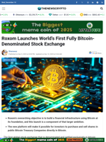 Roxom Launches World’s First Fully Bitcoin-Denominated Stock Exchange - TheNewsCrypto