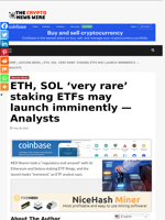 ETH, SOL 'very rare' staking ETFs may launch imminently — Analysts - The Crypto News Wire