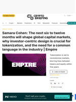 Samara Cohen: The next six to twelve months will shape global capital markets, why investor-centric design is crucial for tokenization, and the need for a common language in the industry | Empire