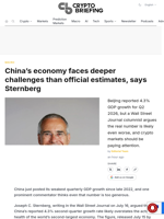 China's economy faces deeper challenges than official estimates, says Sternberg